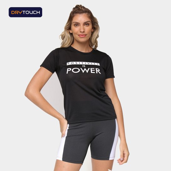 Camiseta Gonew Dry Touch Positivity Is Power Feminina - Preto