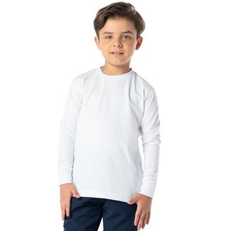 Camiseta Infantil Manga Longa Menino Básica Algodão Branca