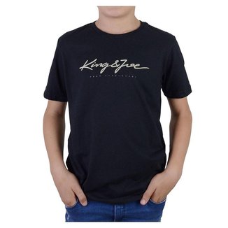 Camiseta Infantil Masculina KingJoe Básica Logomania Preta