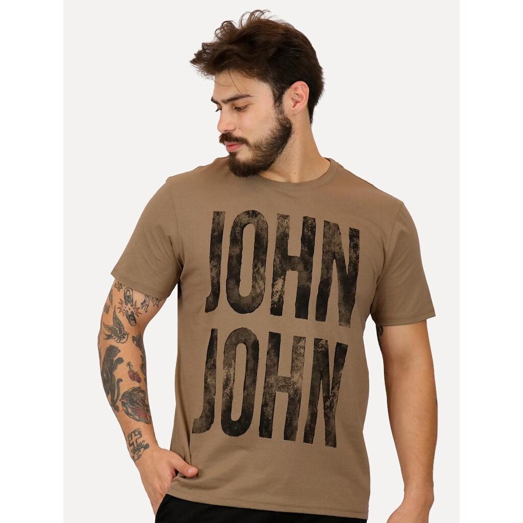 Camiseta John John Masculina Regular John Plaque Marrom