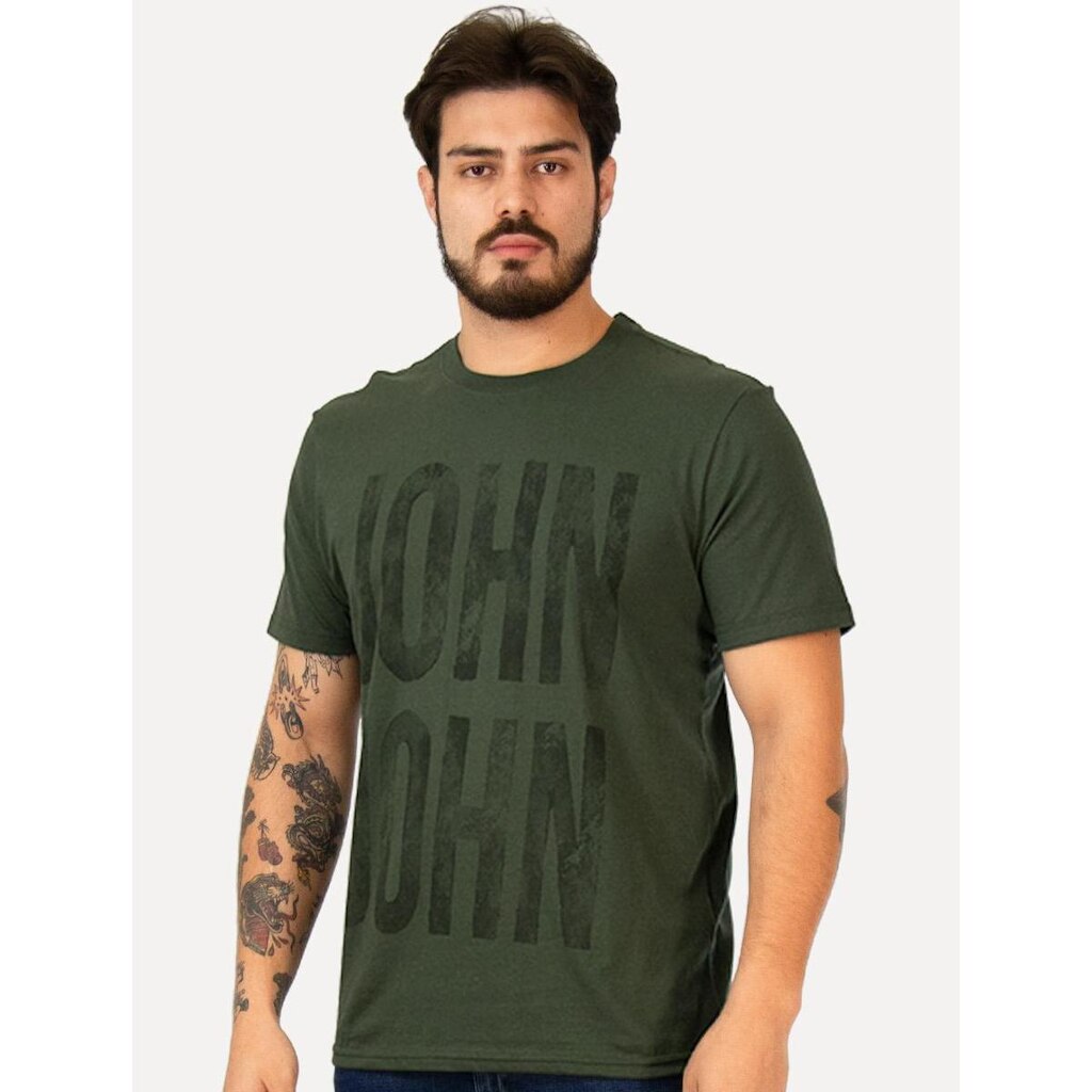 Camiseta John John Masculina Regular John Plaque Verde Escuro
