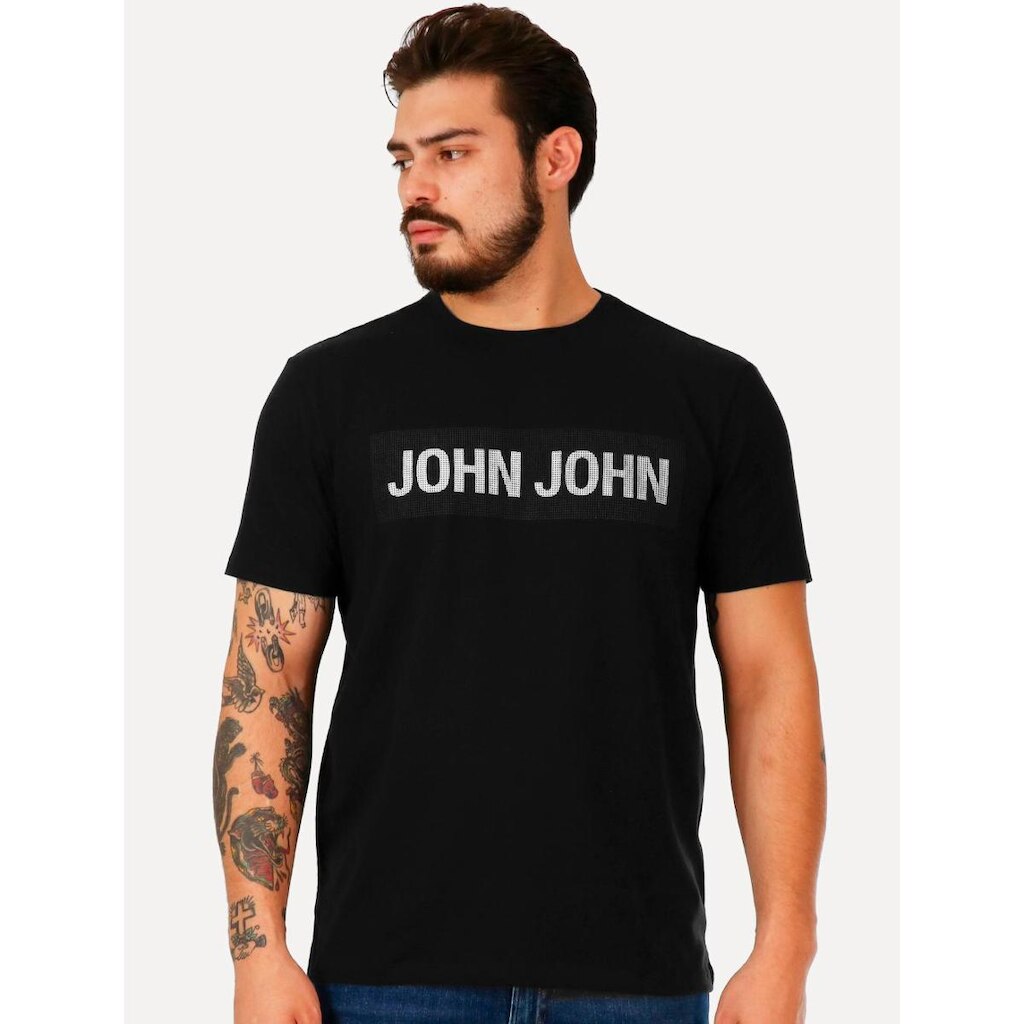 Camiseta John John Masculina Regular Micropoints Preta
