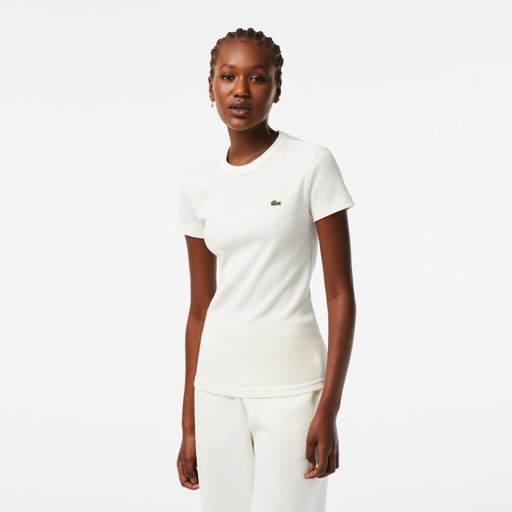 Camiseta Lacoste Algodão Canelada com Caimento Ajustado Feminina