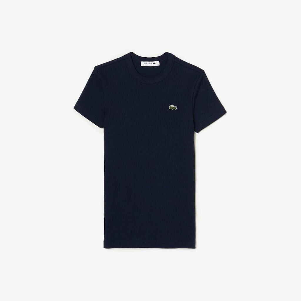 Camiseta Lacoste De Algodão Canelada Com Caimento Ajustado
