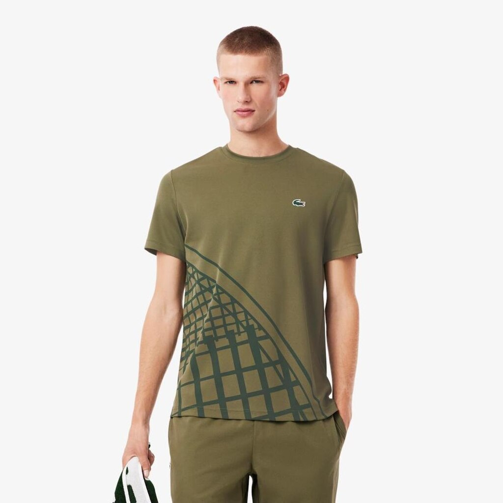 Camiseta Lacoste de Tênis Estampada Ultra-Dry Masculina