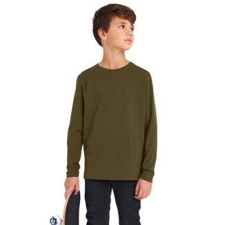 Camiseta Manga Longa Básica Infantil Lisa Dia a Dia
