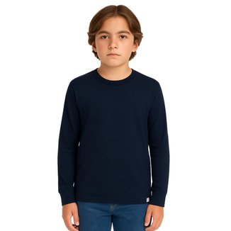 Camiseta Manga Longa Básica Juvenil Algodão Brandili