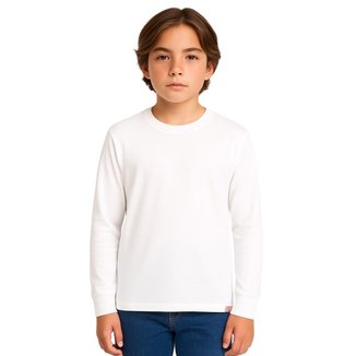 Camiseta Manga Longa Básica Juvenil Algodão Brandili