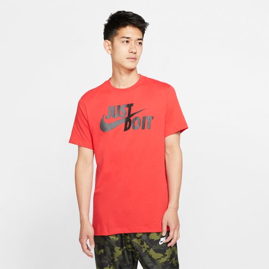 Camiseta Nike Estampa Just Do It Swoosh Masculina - Vermelho+Preto