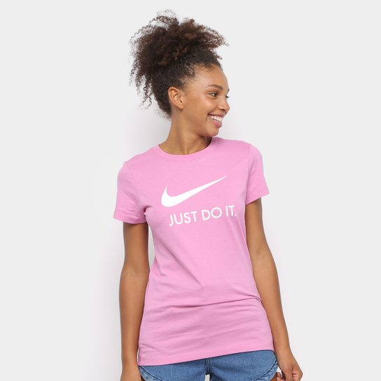 Camiseta Nike Just Do It Slim Feminina - Rosa Claro