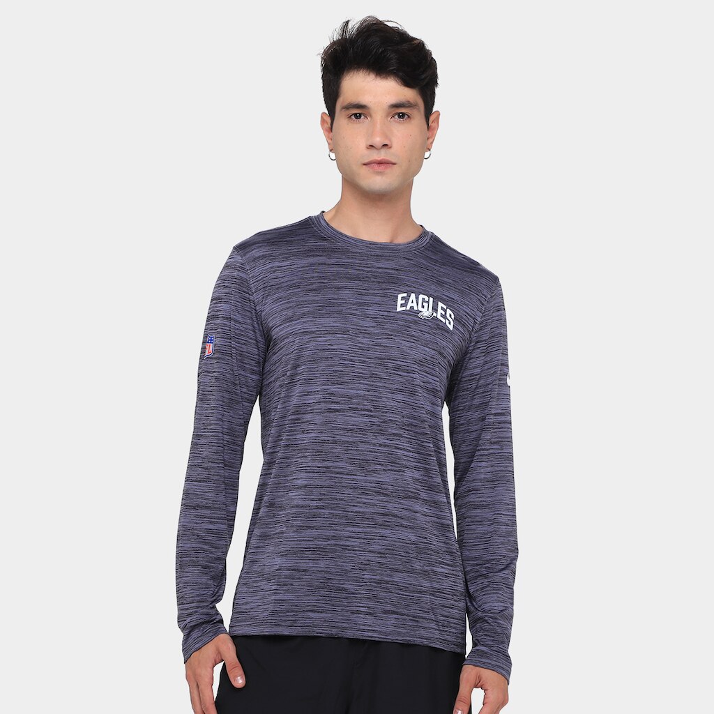 Camiseta Nike Philadelphia Eagles Drop 2 Dri-FIT Team Velocity Manga Longa Masculina
