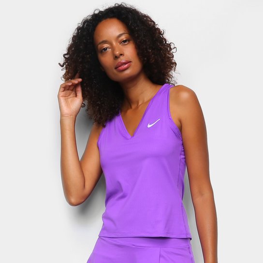 Camiseta Regata Nike Court Victory Feminina - Preto+Branco