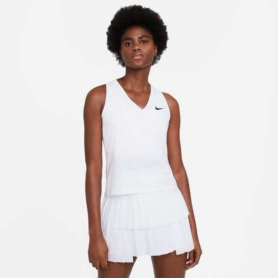 Camiseta Regata Nike Court Victory Feminina - Branco+Preto