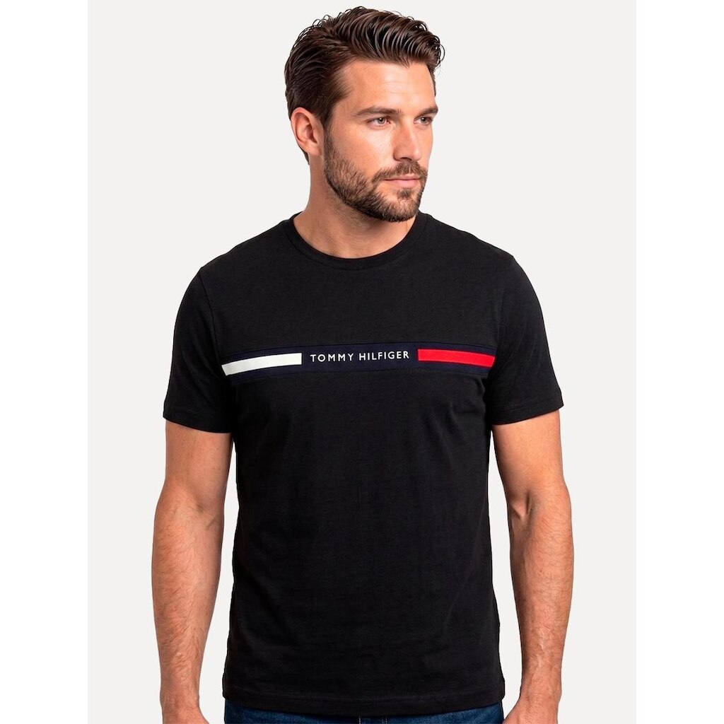 Camiseta Tommy Hilfiger Masculina Chest Insert Logo Preta