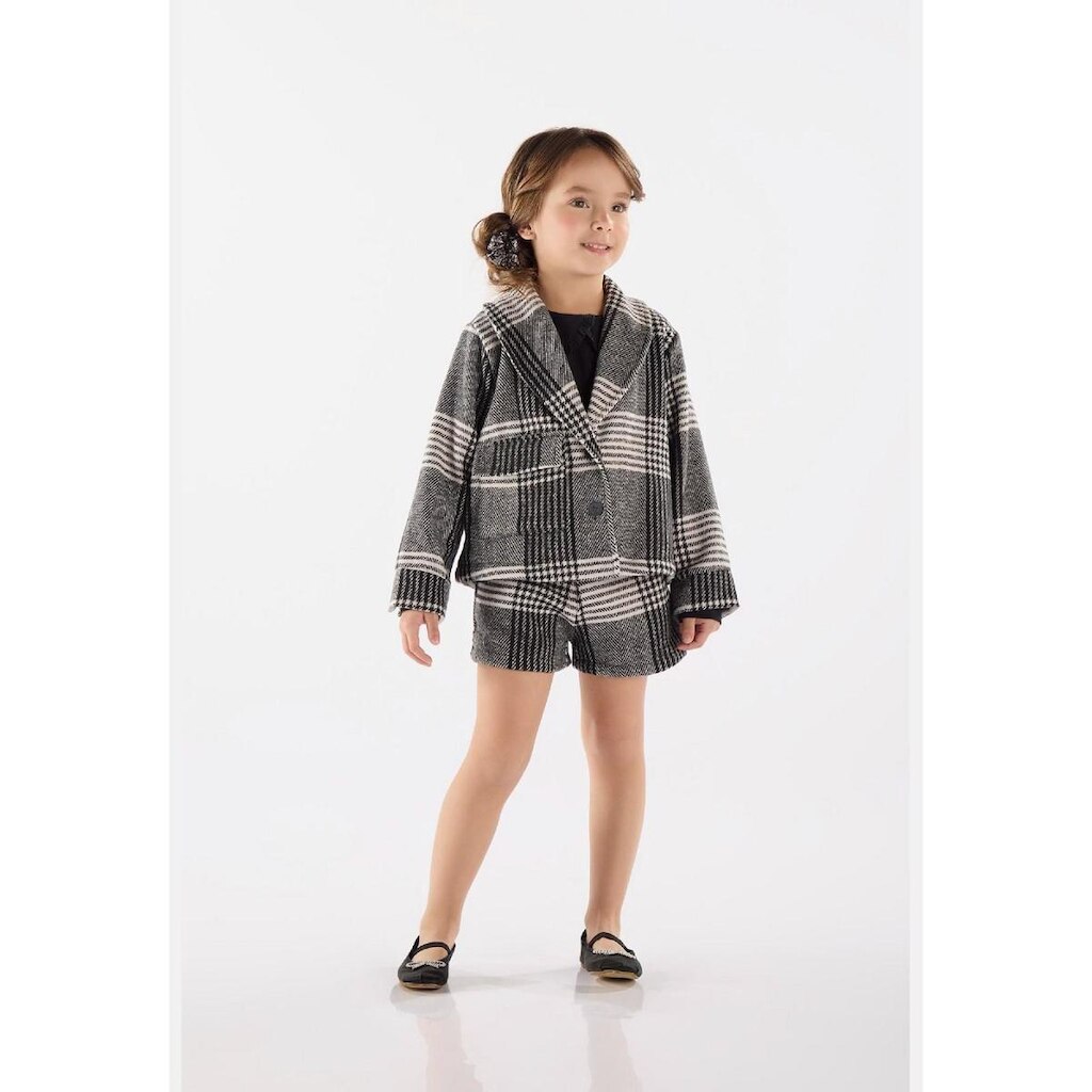 Casaco Infantil Feminino em Alfaiataria Xadrez Up Baby