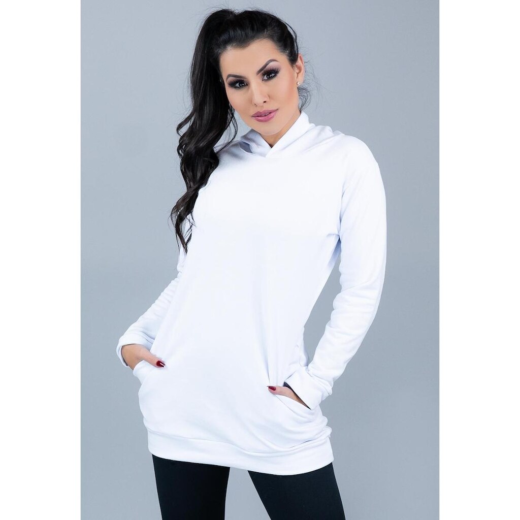 Casaco MVB Modas Manga Longa Feminino Moletom Flanelado Capuz