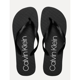 Chinelo Calvin Klein Swimwear Silk Basic Logo Preto