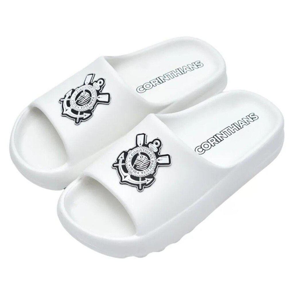 Chinelo Nuvem Corinthians Slide Oficial Licenciado Branco