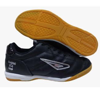 Chuteira Couro Futsal Salão com Entressola Tamanho Extra até 50