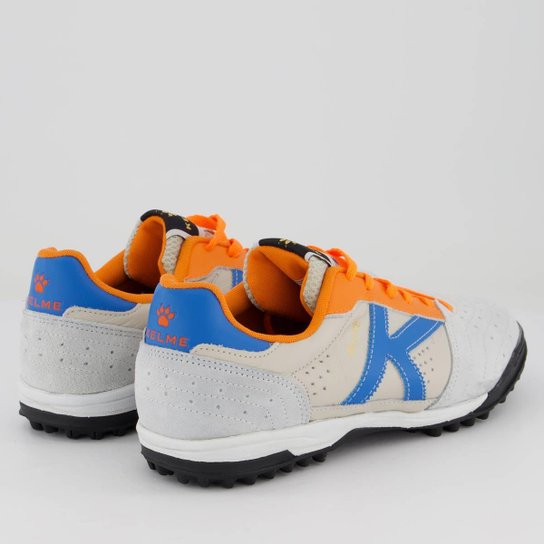 Chuteira Kelme Elite Society Cinza Azul e Laranja