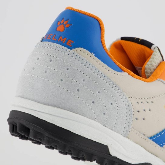 Chuteira Kelme Elite Society Cinza Azul e Laranja