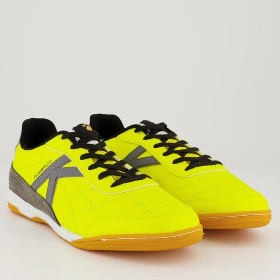 Chuteira Kelme Flamenco Futsal Amarela e Cinza