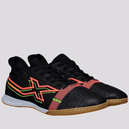 Chuteira Oxn Velox 4 Neo Futsal Preta e Laranja