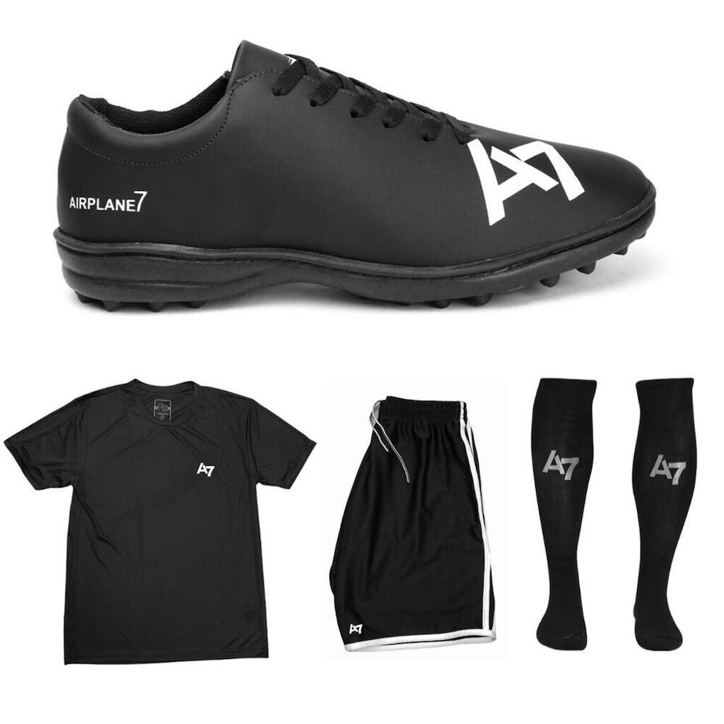 Chuteira-Society + Camiseta + Short + Meião