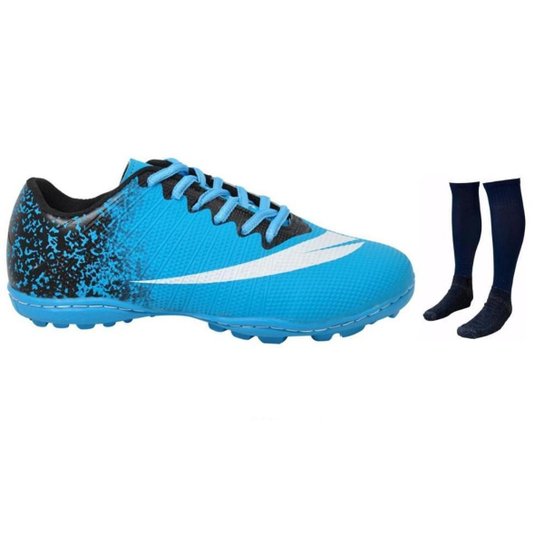 Chuteira Society Masculina Futebol Meião Esporte Kit 2