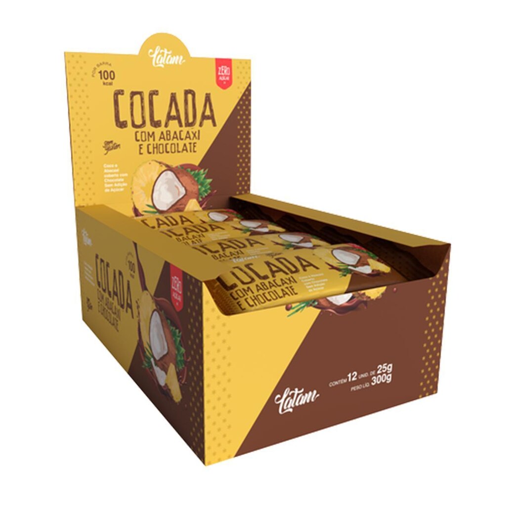Cocada Abacaxi com Chocolate Zero Acucar Diet Latam Fit