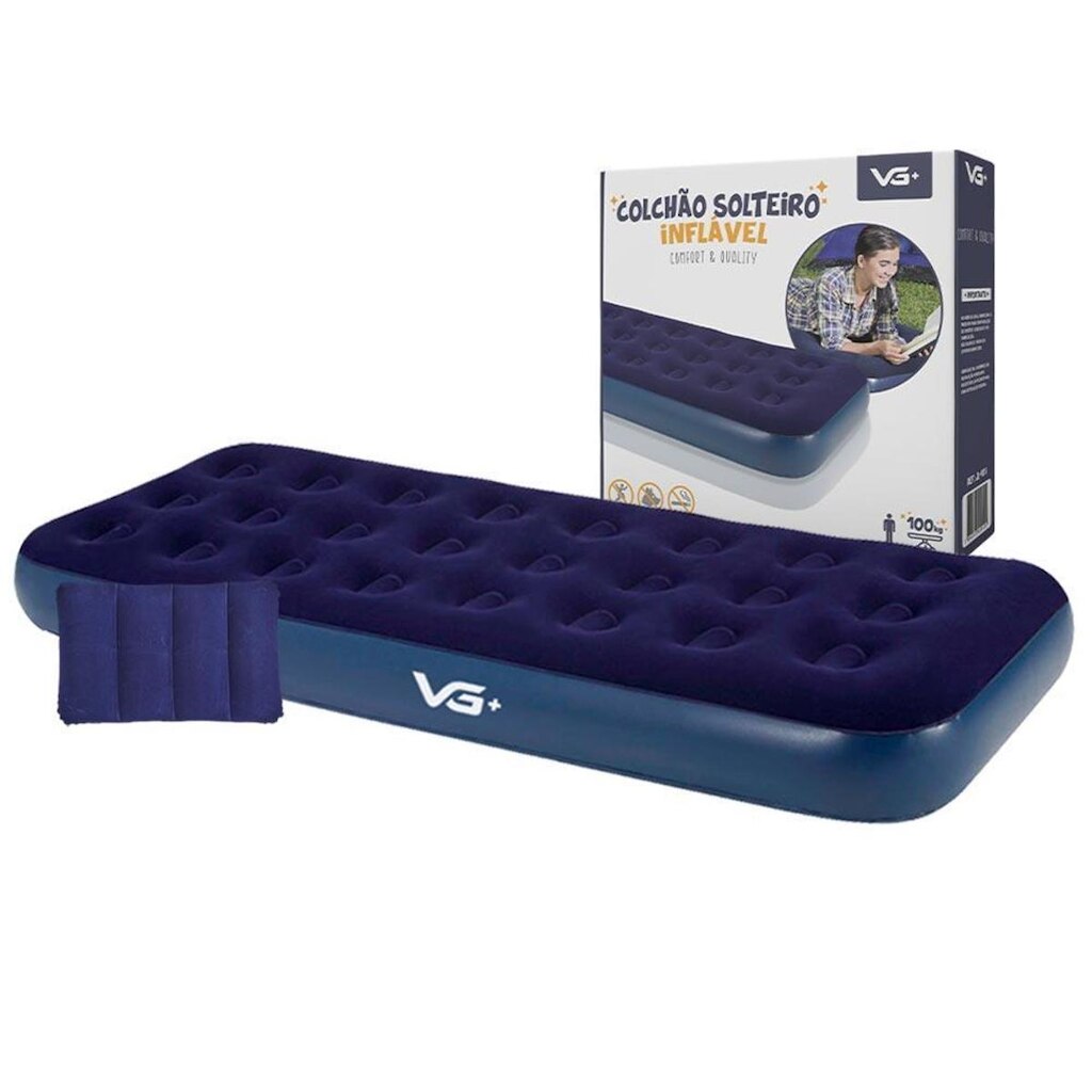 Colchão Solteiro Inflável + Almofada Vg Plus
