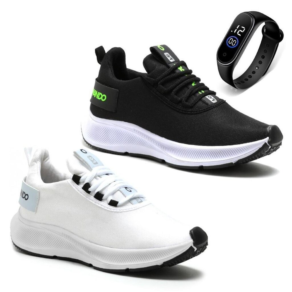 Combo 2 Tênis Masculino Academia Caminhada Leve + Relógio