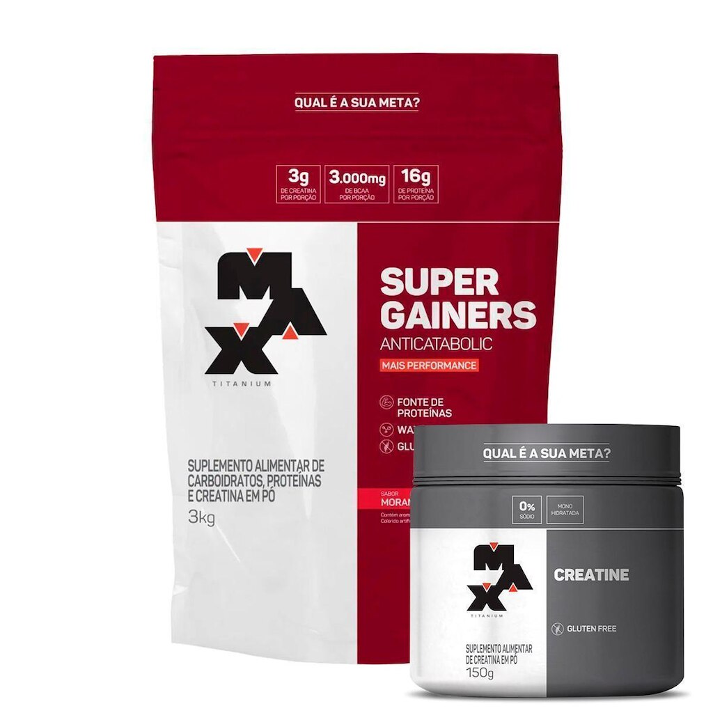 Combo Hipercalórico Super Gairneis Refil 3kg e Creatina Monoidratada 150g - Max Titanium