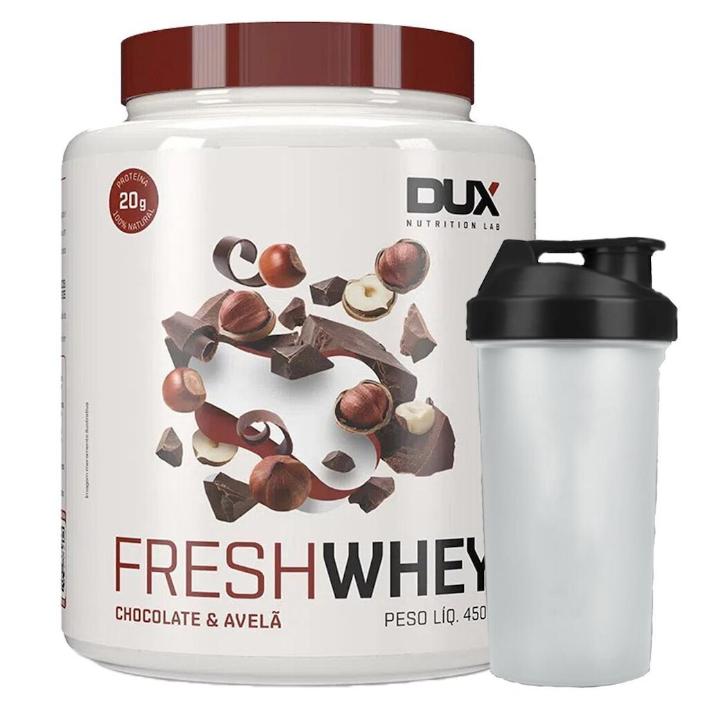 Combo Suplemento em pó Fresh Whey Nutri Conc Isolado Chocolate belga e Avela + Sheikeira - Dux
