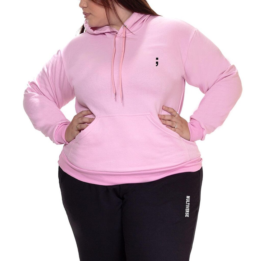 Conjunto Blusa Blusão Moletom Canguru e Calça Plus Size Ponto e Virgula TropiCaos