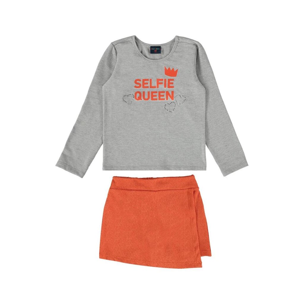 Conjunto Blusa e Short-Saia Infantil para Menina Guloseima