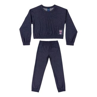 Conjunto Blusão Cropped e Calça Infantil Menina Bee Loop