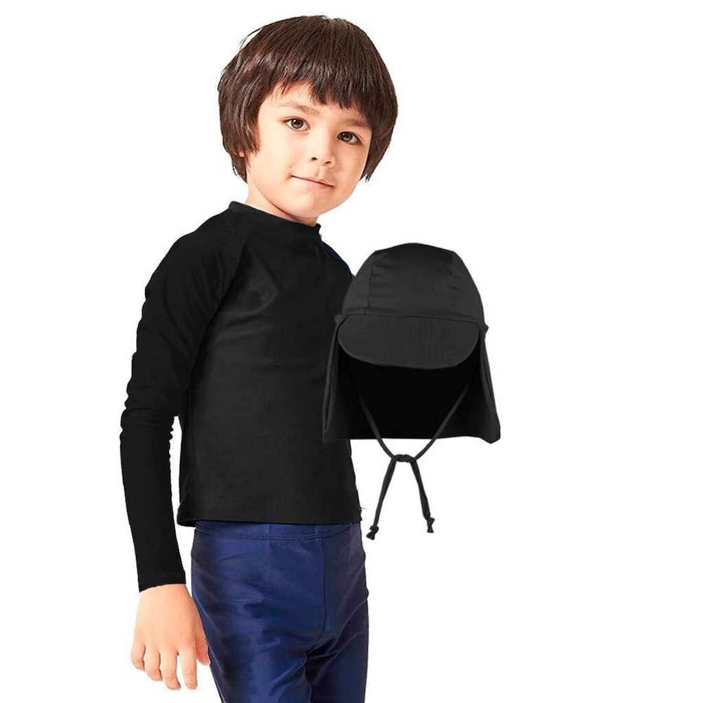 Conjunto Camiseta e Boné Praia Proteção Solar UV 50+ Infantil Bebê Menino Menina