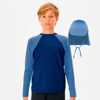 Conjunto Camiseta e Boné Praia Proteção Solar UV 50+ Infantil Bebê Menino Menina