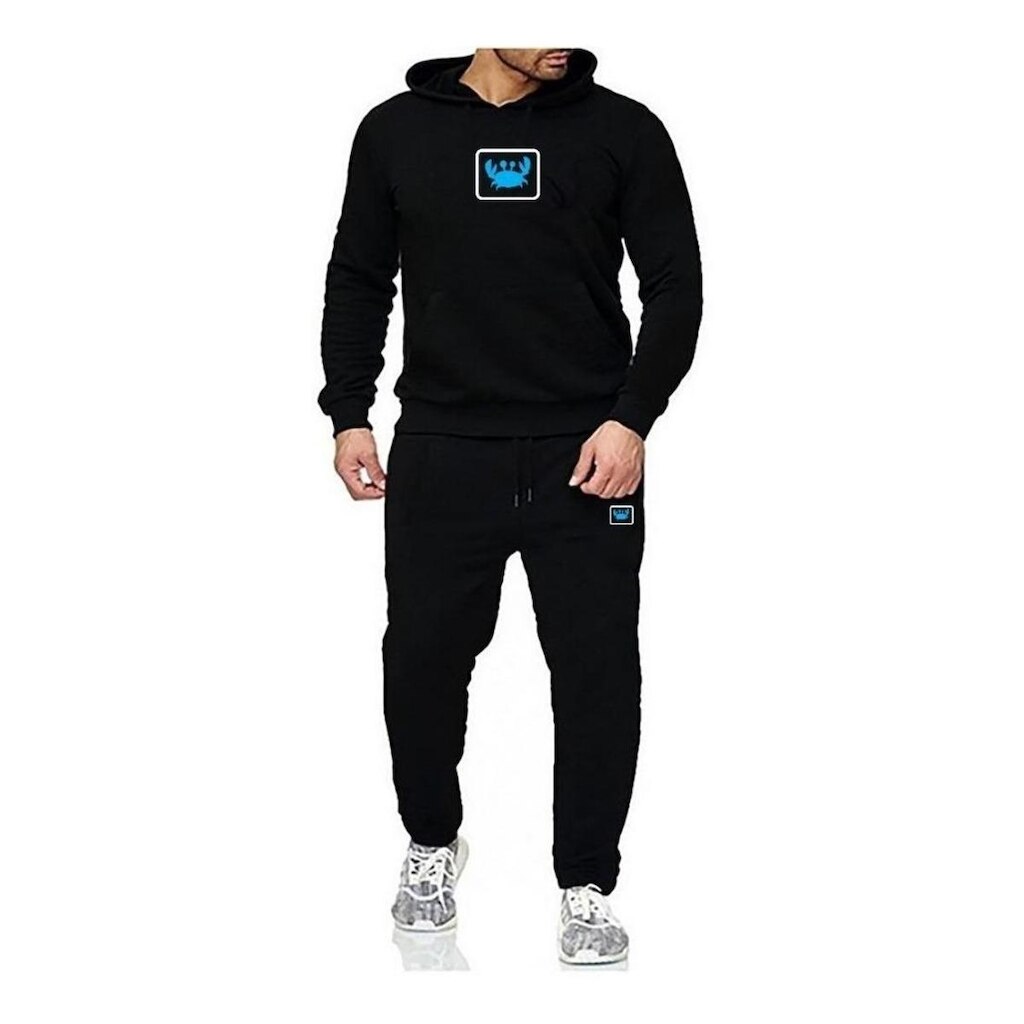 Conjunto de Moletom Relaxado Canguru Fechado Quadrado Mascul