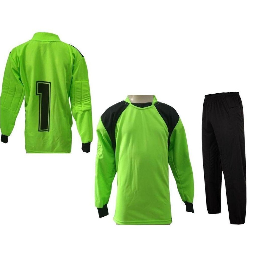 Conjunto Goleiro Infantil Juvenil Camisa E Calça Acolchoada Novo Modelo