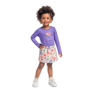 Conjunto Infantil com Blusa e Shorts-Saia Bee Loop