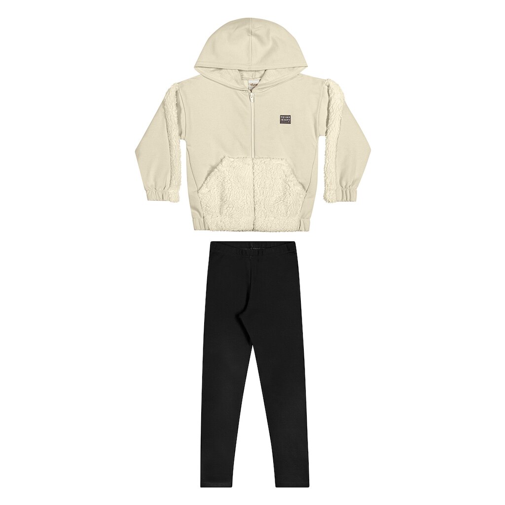 Conjunto Infantil Longo Elian Moletom + Calça Capuz  Menina