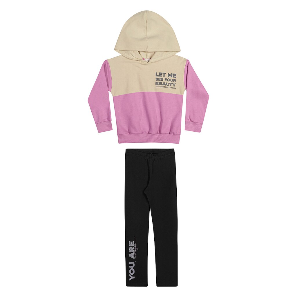 Conjunto Infantil Longo Elian Moletom + Calça Capuz Menina