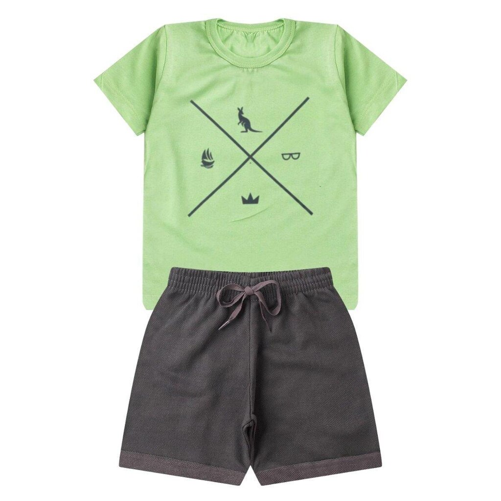 Conjunto Infantil Menino Algodão Premium Verão Símbolos Kangulu