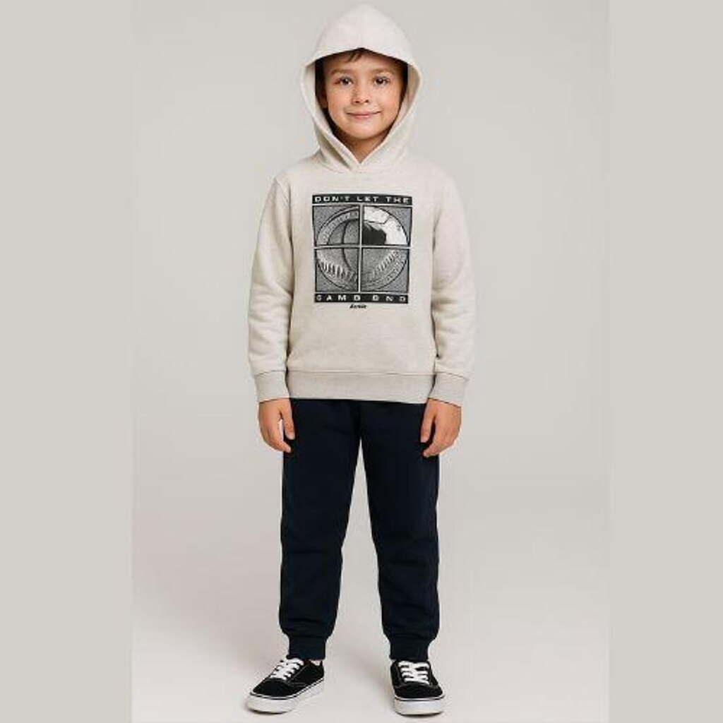 Conjunto Infantil Moletom com Capuz Menino – Estampa “DON’T LET THE GAME END”