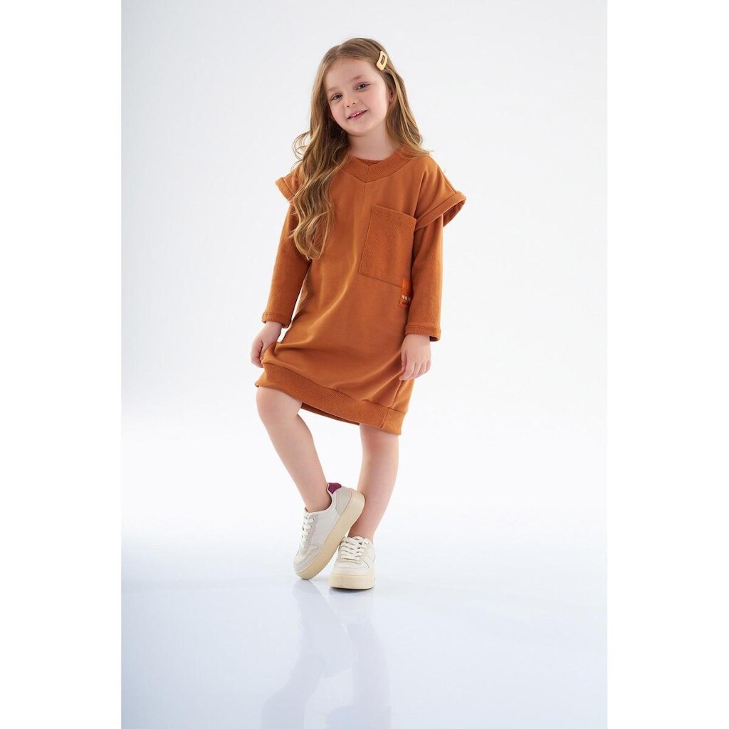 Conjunto Infantil para Meninas com Vestido em Moletom e Blusa em Ribana Up Baby