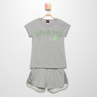 Conjunto Infantil Pulla Bulla Blusa+ Shorts Moletinho Feminino