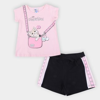 Conjunto Infantil Pulla Bulla Blusa+Shorts Cotton Feminino