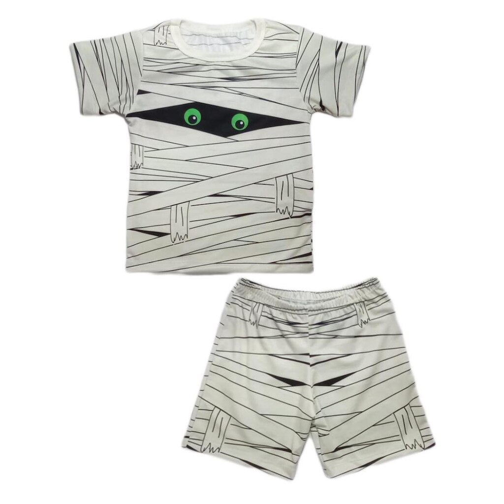 Conjunto Infantil Temático Fantasia Múmia Com Camiseta e Short